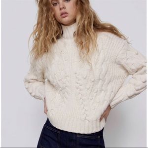 Zara Cable Knit Turtleneck Sweater